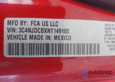 2022 Jeep Compass (Red) Edition 4X4 из США, поврежденный, VIN 3C4NJDCBXNT149100